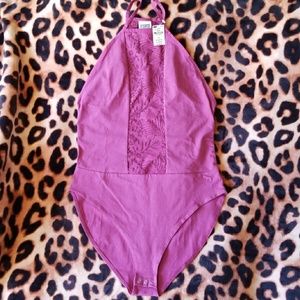 Soft Begonia Floral Lace Bodysuit